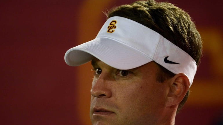 Head coach Lane Kiffin of the USC Trojans before the...
