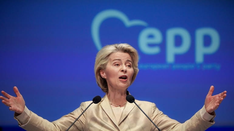 European Commission President Ursula von der Leyen addresses the EPP...