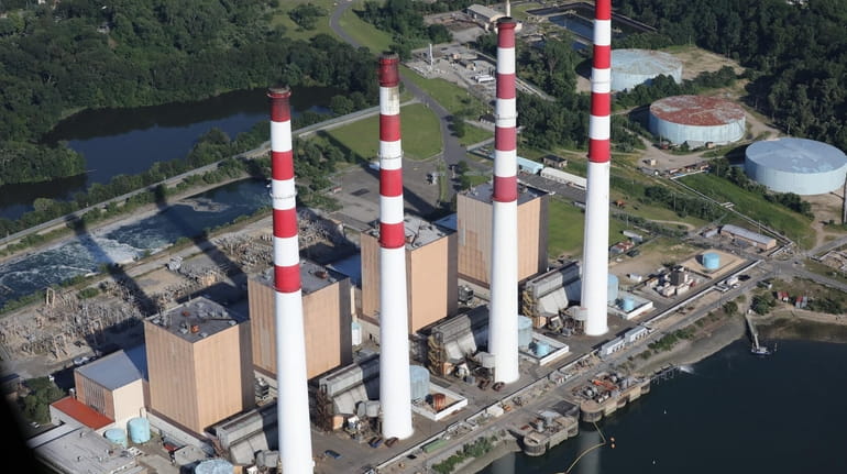 The LIPA Power Plant in Northport is seen from above on July...