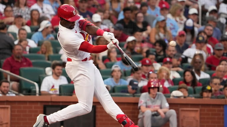 St. Louis Cardinals' Jordan Walker hits a two-run home run...