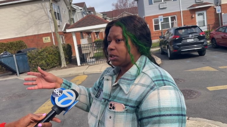 Radiah Simmons at the Hempstead apartment complex where her 7-year-old daughter was...