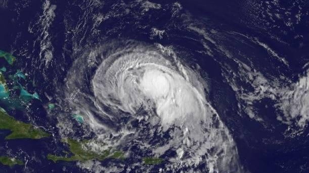 Tropical Storm Jose, as seen about 434 miles east-northeast of...