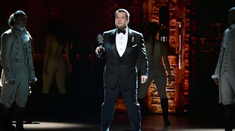 Host James Corden appears onstage during the 70th Annual Tony...