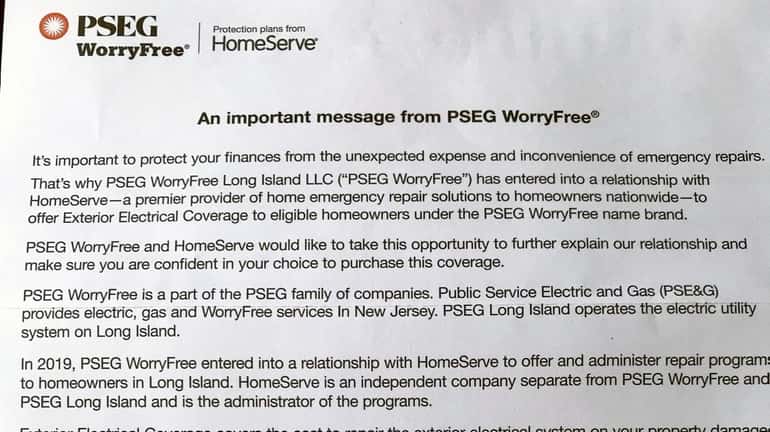 A copy of the letter sent to homeowners on Long...