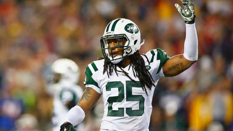 Calvin Pryor of the Jets reacts during the second quarter...
