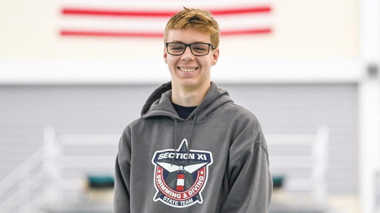 King Park's Martin Perecinsky poses during for the 2023 NYSPHSAA Boys Swimming...