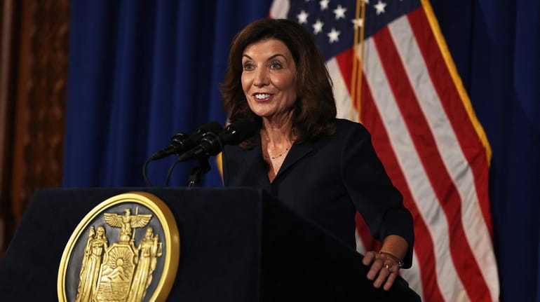 Gov. Kathy Hochul at a recent news conference.
