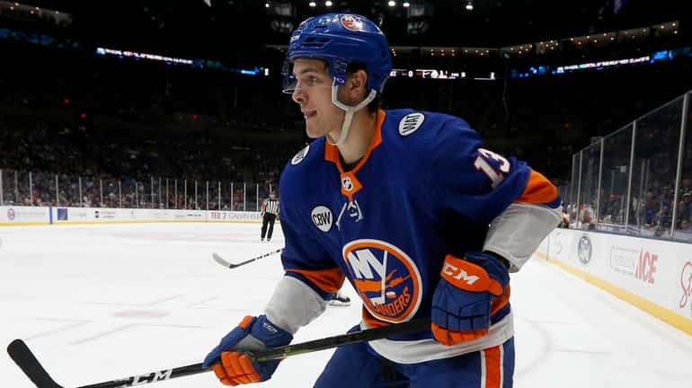 Mathew Barzal skates against the Flyers during the third period...