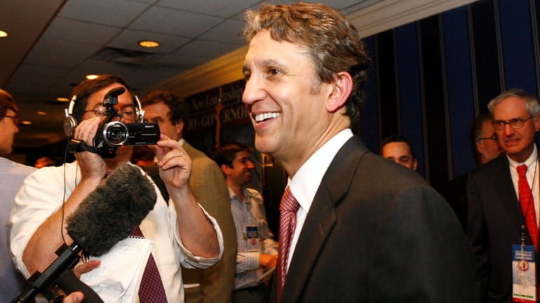 Rick Lazio smiles after he was nominated the Republican candidate...