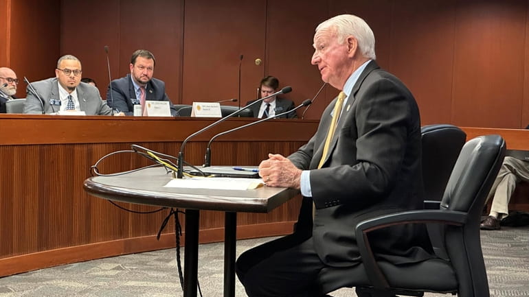 Georgia Senate Ethics Committee Chairman Max Burns, R-Sylvania, explains a...