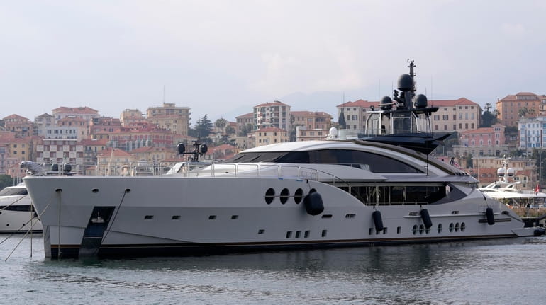 The yacht "Lady M", owned by Russian oligarch Alexei Mordashov, docked...