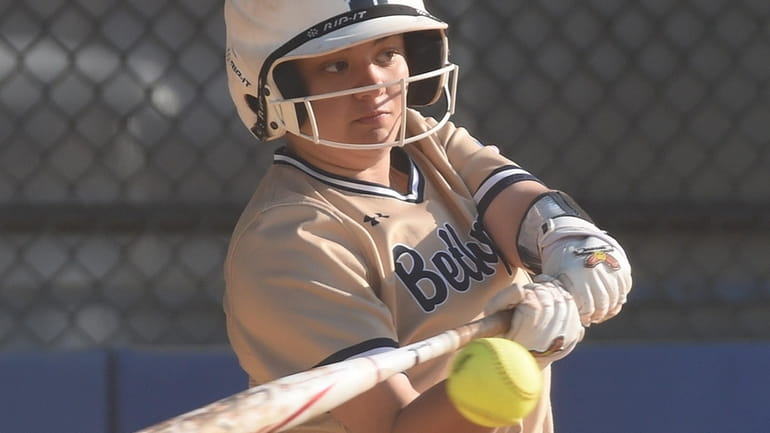 Christina Palmeri #42 of Bethpage connects for a two-run home...
