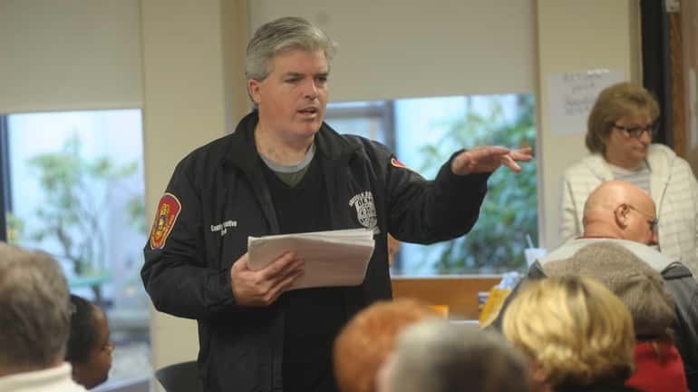 Suffolk County Supervisor Steve Bellone drops in at the Disaster...
