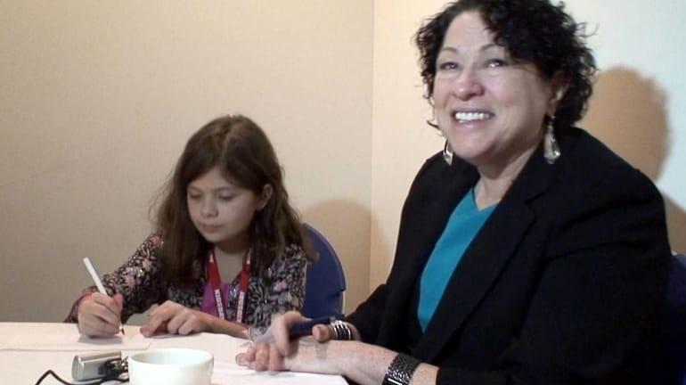 Chief Justice Sonia Sotomayor with Kidsday reporter Amelia Cossentino at...