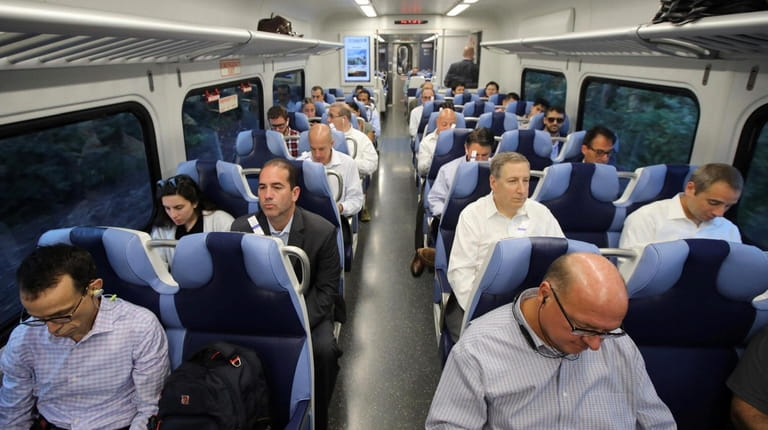 Citybound cummuters on the Long Island Rail Road's first new...