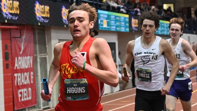 Jack Higgins of Chaminade runs anchor in the 4x800 meters championship...