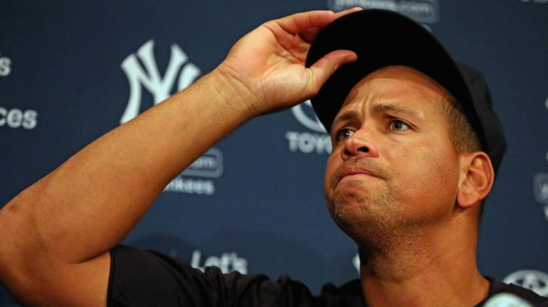 Alex Rodriguez speaks to the media before the Yankees take...