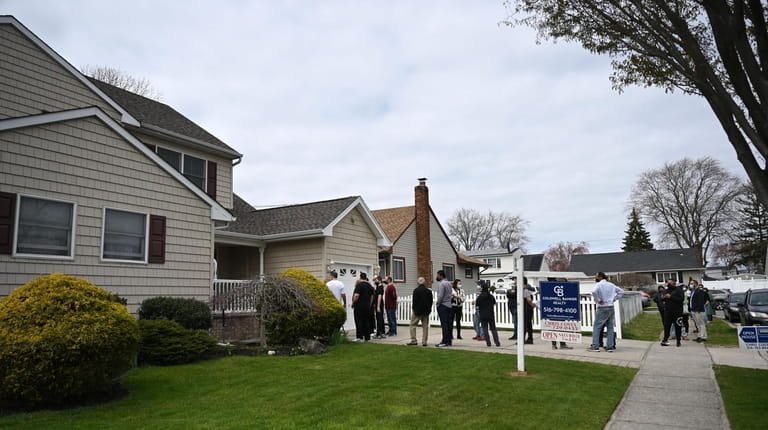 The line outside an open house in Bethpage on April...