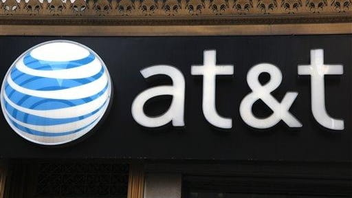 An AT&T sign is seen at a store in Manhattan....
