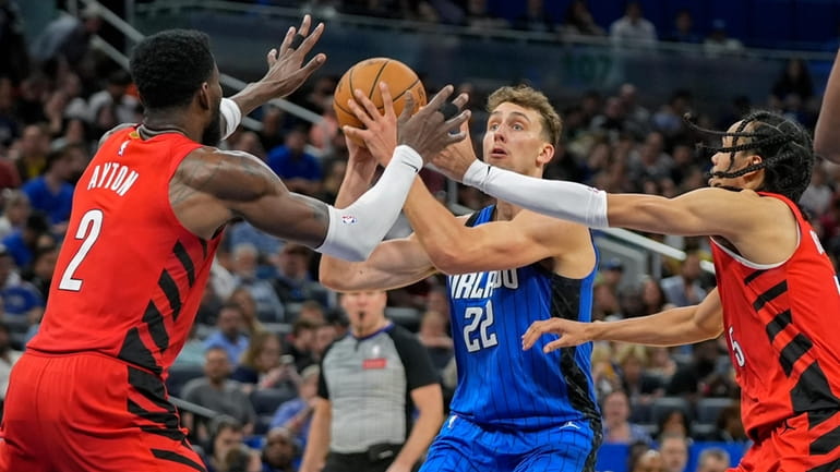 Orlando Magic forward Franz Wagner (22) looks for an open...