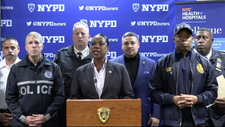 This photo provided by NYPD, New York City Police Commissioner...