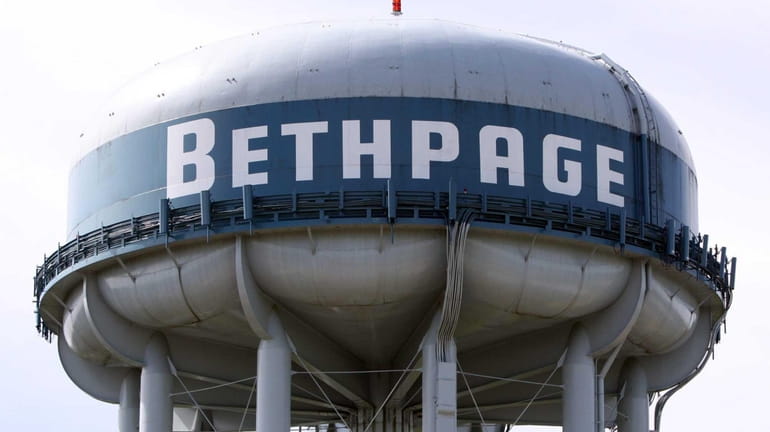 The Bethpage water tower is pictured. (April 30, 2012)