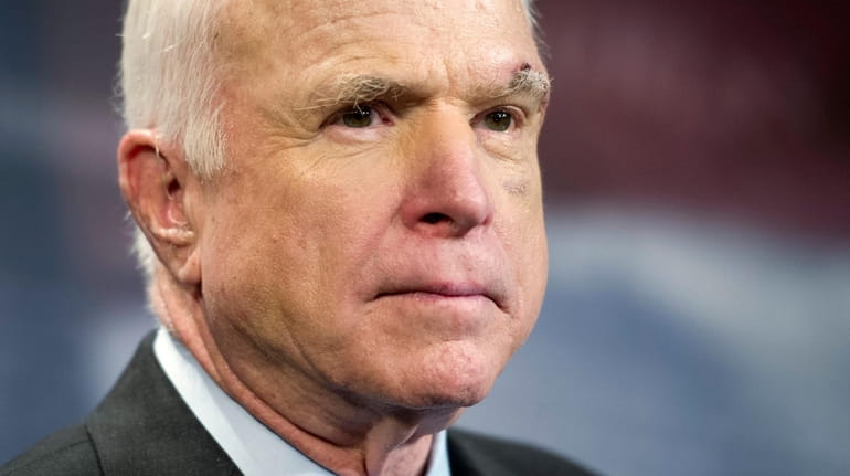 Sen. John McCain (R-Ariz.) on July 27, 2017, speaking on Capitol...