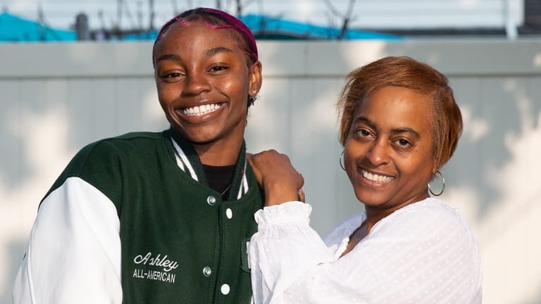 Elmont track and field athlete Ashley Fulton and her mom,...