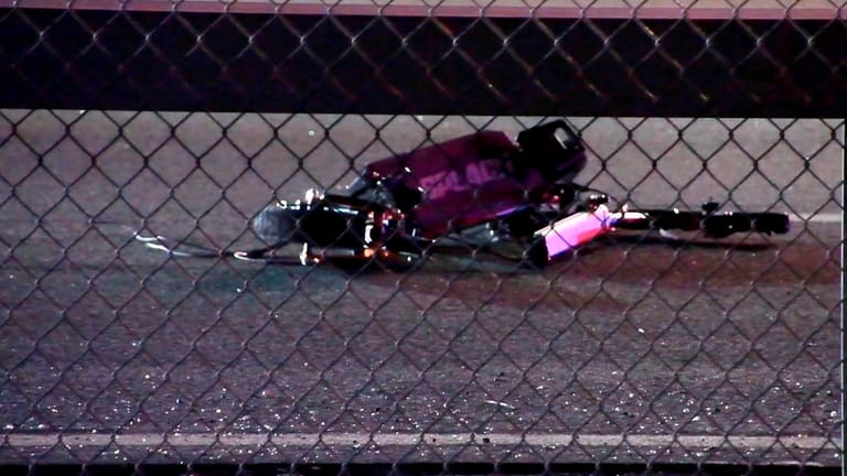 The scooter at the scene on eastbound Sunrise Highway in West...