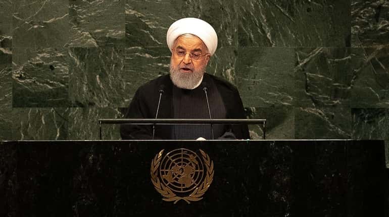 Hassan Rouhani, Iran's president, speaks during the UN General Assembly...