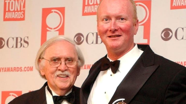 Thomas Meehan, left, and Mark O'Donnell show off their Tonys...