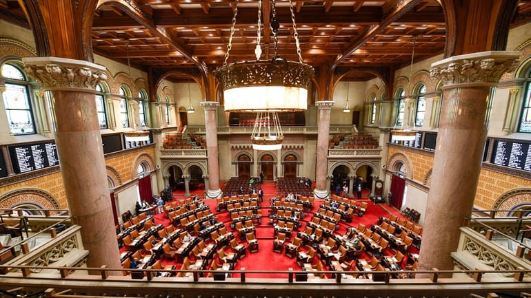 The Assembly Chamber is pictured during a legislative session at...
