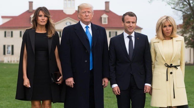 President Donald Trump and First Lady Melania Trump, and French...