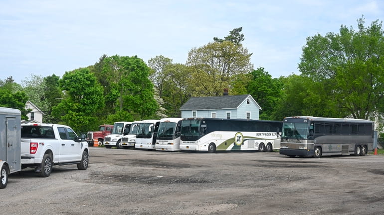 The North Fork Express charter bus depot on Hawkins Avenue...
