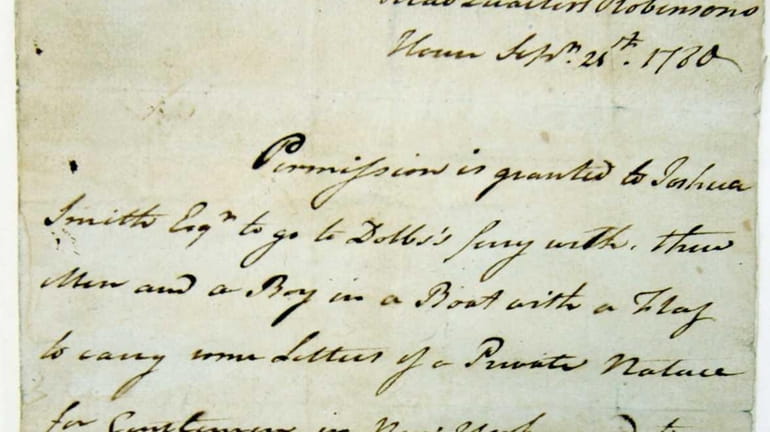 A handwritten pass dated Sept. 21, 1780 that Major General...