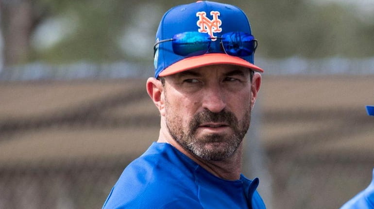 Mets manager Mickey Callaway looks on during a spring training...