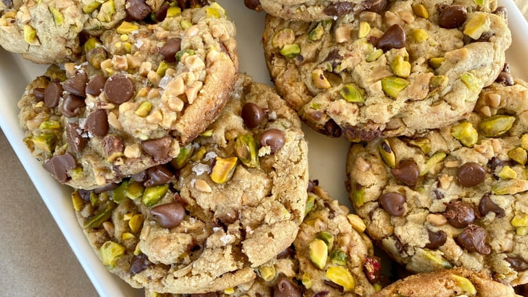 Sabine Gerdts sells pistachio toffee chocolate-chip cookies at the Huntington...