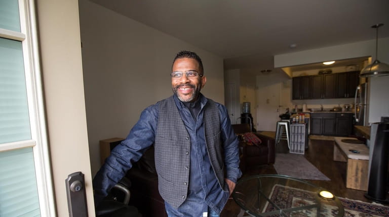 Keith Banks at his apartment in Wyandanch Village.