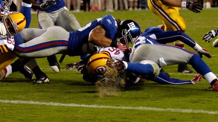 The New York Giants defense tackles Ladell Betts of the...