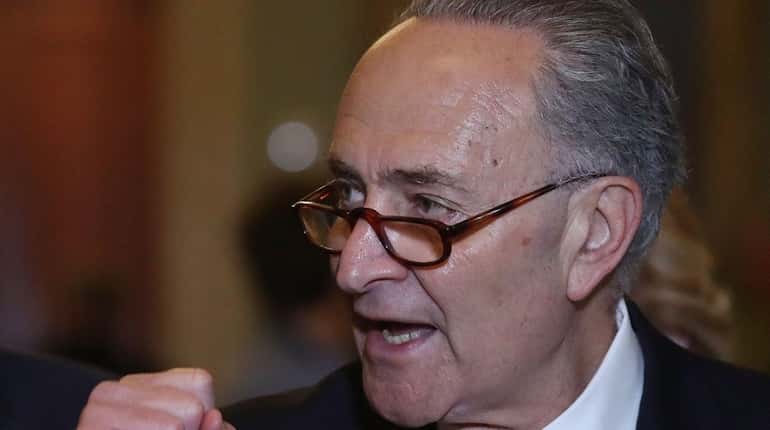Sen. Chuck Schumer (D-N.Y.) speaks to the media on Capitol...