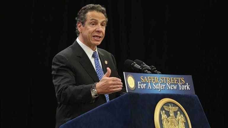 Gov. Andrew M. Cuomo at a news conference at Bethpage...
