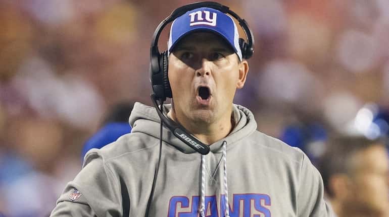 Giants head coach Joe Judge reacts during the second quarter...