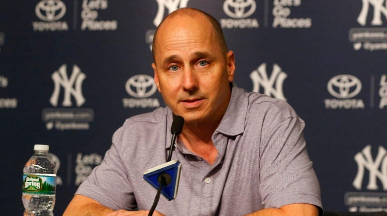 General manager Brian Cashman of the New York Yankees speaks...