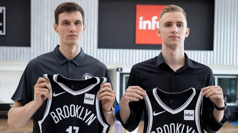 The Brooklyn Nets introduces Rodions Kurucs and Dzanan Musa, as...