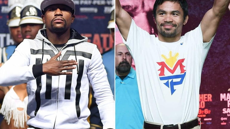 Floyd Mayweather Jr. and Manny Pacquiao staged separate arrival ceremonies...