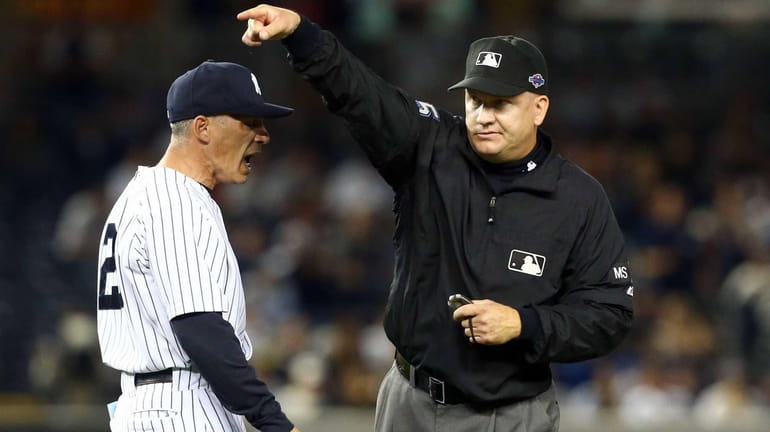 Joe Girardi is thrown out of Game 2 of the...