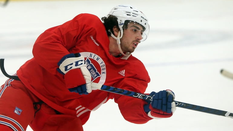Rangers' Bobby Trivigno shoots a the team's facility in Tarrytown on...