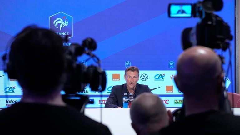 French coach Herve Renard speaks during press conference at the...