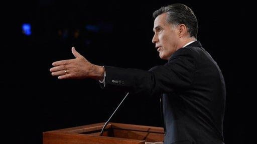 Republican presidential nominee Mitt Romney answers a question during the...