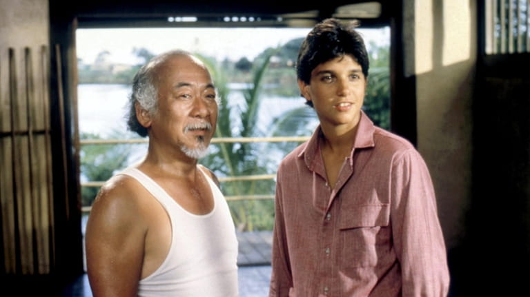 Pat Morita and Ralph Macchio in the first "Karate Kid."